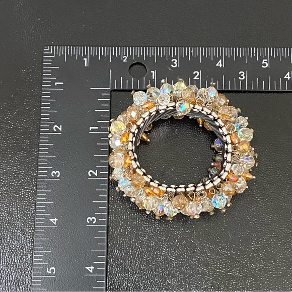 Vintage Citrine/Clear Crystal Beads Expandable Bracelet - Picture 11 of 12